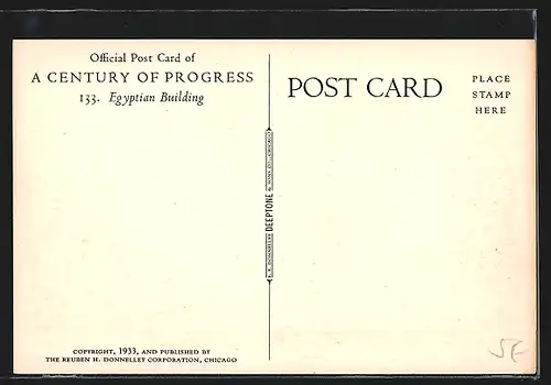Künstler-AK Chicago, A Century of Progress, Egyptian Building, Ausstellung