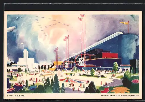 AK A Century of Progress, Agriculture and Dairy Buildings, Ausstellung, 1933