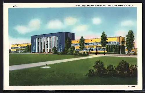 AK Chicago, World`s Fair 1933, Administration Building, Ausstellung