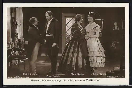 AK Bismarck`s Verlobung mit Johanna von Puttkamer, Filszene aus dem Bismarck-Film