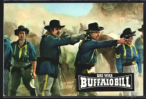 AK Filmszene aus Buffalo Bill, Bei einer leichtsinnigen Aktion geraten Soldaten in einen Hinterhalt der Rothäute