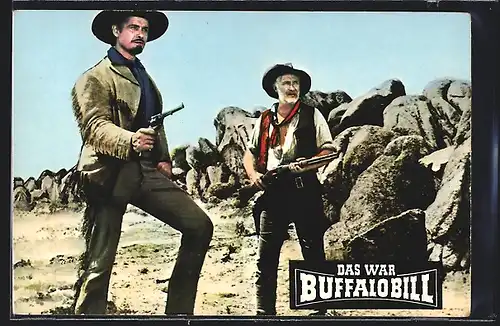 AK Filmszene aus Buffalo Bill, Buffalo Bill erfhärt das die Rothäute mit modernen Gewehren ausgestattet sind