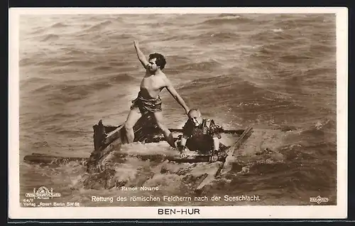 AK Film Ben Hur, Rettung des römischen Feldherrn nach der Seeschlacht