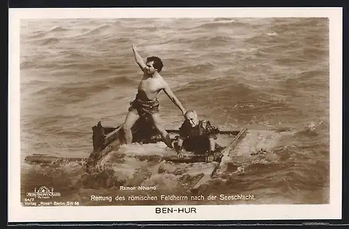 AK Film Ben Hur, Rettung des römischen Feldherrn nach der Seeschlacht