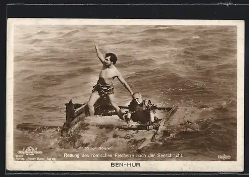 AK Film Ben Hur, Rettung des römischen Feldherrn nach der Seeschlacht