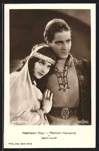 AK Filmszene aus dem Film Ben Hur mit den Schauspielern Kathleen Key und Ramon Novarro