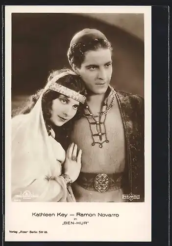 AK Filmszene aus dem Film Ben Hur mit den Schauspielern Kathleen Key und Ramon Novarro