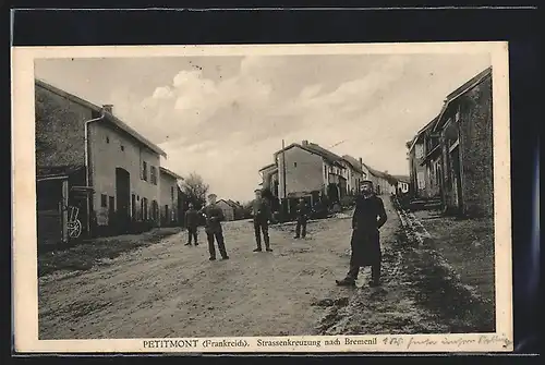 AK Petitmont, Strassenkreuzung nach Bremenil