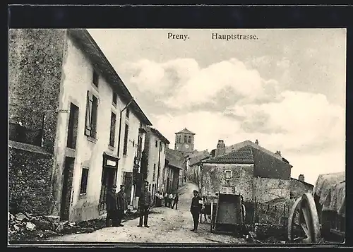 AK Preny, Partie an der Hauptstrasse mit Anwohnern