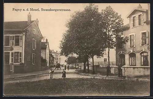 AK Pagny a/Mosel, Blick in die Strassburgerstrasse