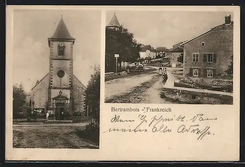 AK Bertrambois, Kirche, Strassenpartie