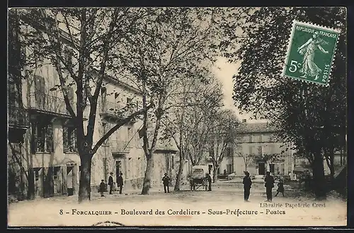 AK Forcalquier, Boulevard des Cordeliers, Sous-Préfecture, Postes