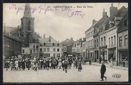 AK Armantières, Place des Halles