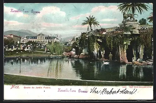 AK Nice, Grotte du Jardin Public