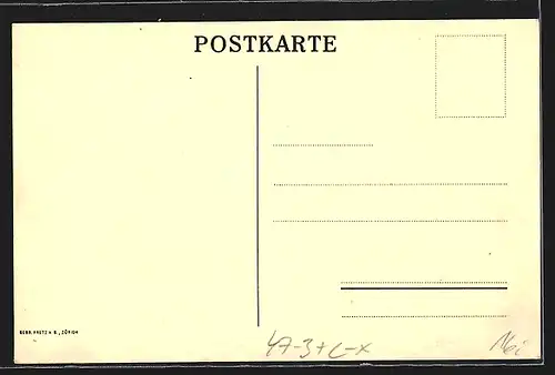 Künstler-AK Zug, Matura 1918, Lehrer stecken Schüler in eine Maschine