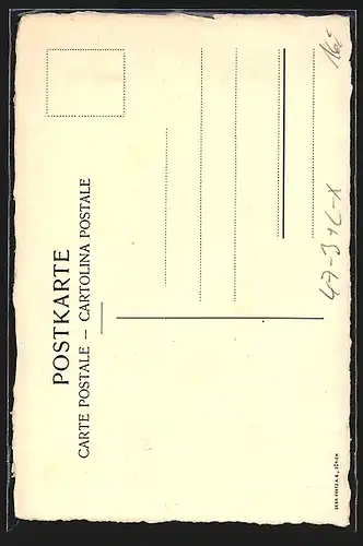 Künstler-AK Zug, Matura 1919, Krieger wehrt Pfeile ab