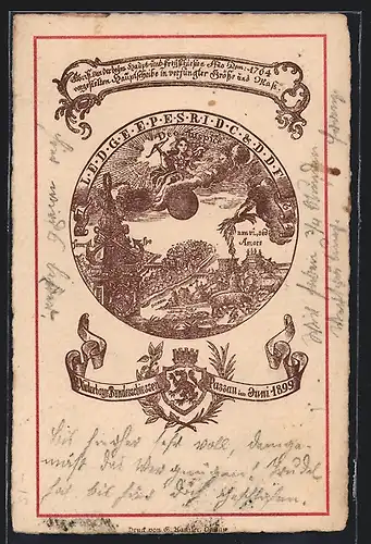 Lithographie Passau, Niederbayr. Bundesschiessen 1899, Ganzsache Bayern