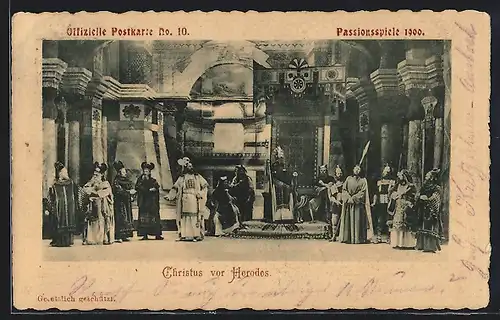 AK Oberammergau, Passionsspiele 1900, Christus vor Herodes, Ganzsache Bayern