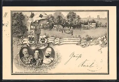 AK Ganzsache Bayern PP15C18 /01: München, IV. Führer- und Ärzte Versammlung 1899, Prinzregent Luitpold, Rotes Kreuz