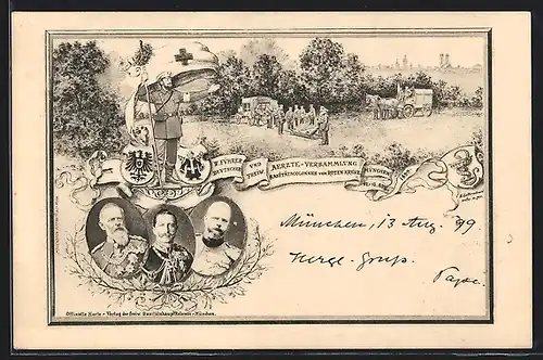 AK Ganzsache Bayern PP15C18 /01: München, IV. Führer- und Ärzte-Versammlung 1899, Prinzregent Luitpold, Rotes Kreuz