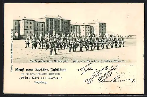 AK Augsburg, 200jähriges Jubiläum des kgl. bayr. 3. Infanterie-Regiments Prinz Karl von Bayern, Ganzsache Bayern