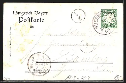 Künstler-AK Nürnberg, X. deutsches Turnerfest 1903, Germania und Nymphen, Ganzsache Bayern