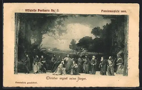 AK Oberammergau, Passionsspiele 1900, Christus segnet seine Jünger, Ganzsache Bayern