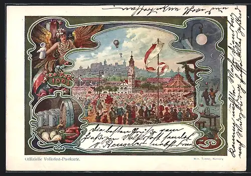AK Nürnberg, Blick auf das Volksfest-Gelände 1901, Ganzsache Bayern