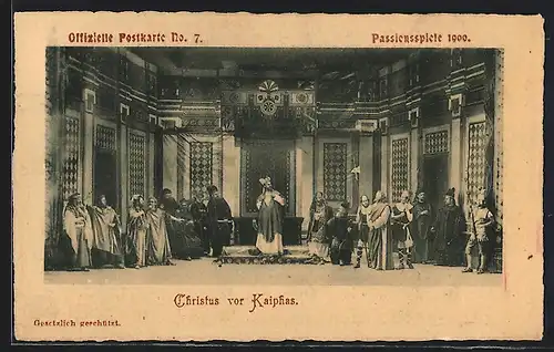 AK Oberammergau, Passionsspiele 1900, Christus vor Kaiphas, Ganzsache Bayern