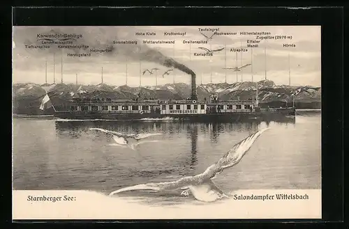 AK Salondampfer Wittelsbach auf dem Starnberger See