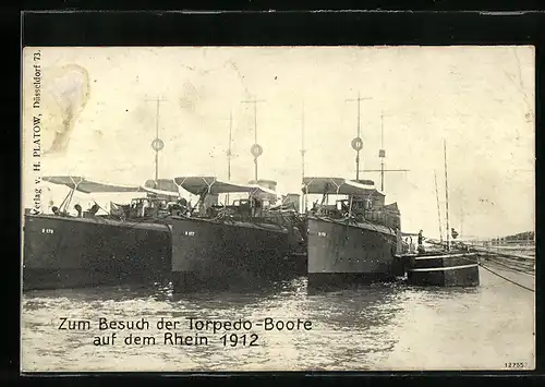 AK Zum Besuch der Torpedoboote auf dem Rhein 1912