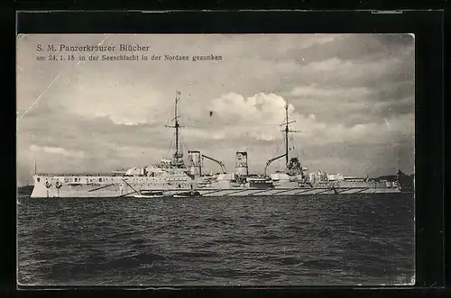 AK S. M. Panzerkreuzer Blücher, gesunken in der Seeschlacht am 24. 1. 1915