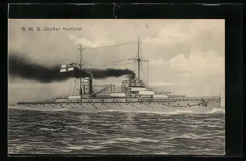 AK S. M. S. Grosser Kurfürst unter Volldampf