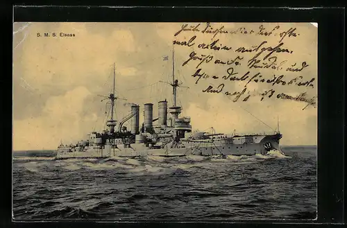 AK S. M. S. Elsass in Fahrt