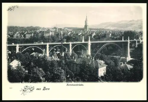 Riesen-AK Bern, Blick über die Kornahusbrücke auf die Stadt
