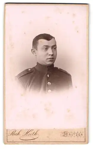 Fotografie Rich. Huth, Bautzen, sächsischer Soldat in Uniform Inf.-Rgt. 103
