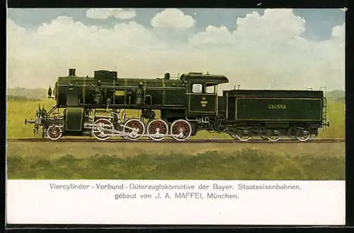 AK Vierzylinder-Verbund-Güterzuglokomotive der Bayer. Staatseisenbahnen