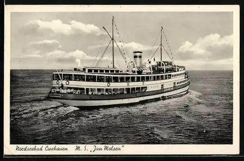 AK Cuxhaven, M. S. Jan Molsen in voller Fahrt