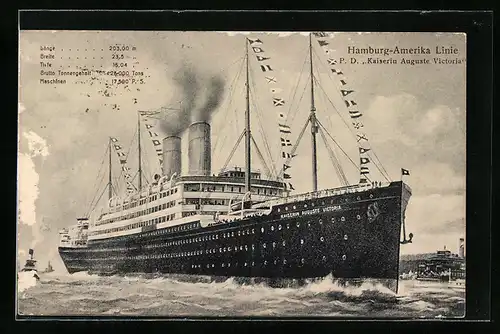 AK Passagierschiff Kaiserin Auguste Victoria in Fahrt