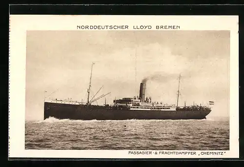 AK Passagier- & Frachtdampfer Chemnitz des Norddeutschen Lloyd