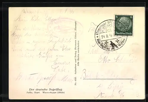 AK Segelflugzeug Falke startet von der Wasserkuppe