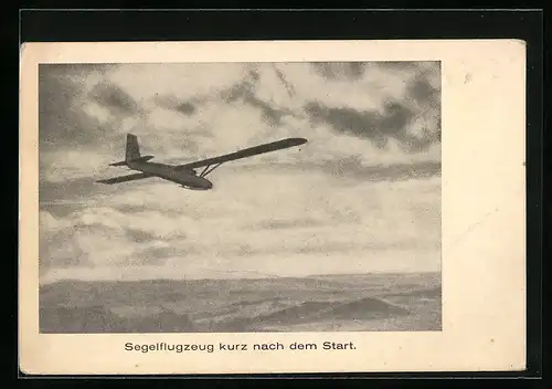 AK Segelflugzeug kurz nach dem Start