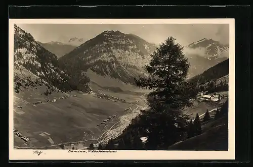 AK Steg, Ortsansicht mit Bergen