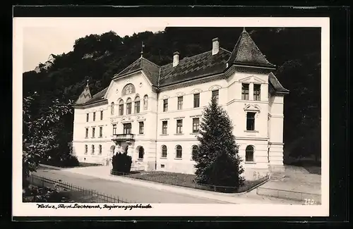AK Vaduz, Regierungsgebäude vor dichtem Wald