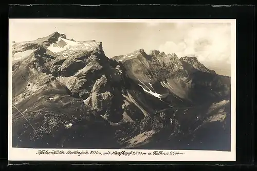 AK Bettlerjoch, Blick von Pfälzerhütte auf Naafkopf und Falknis