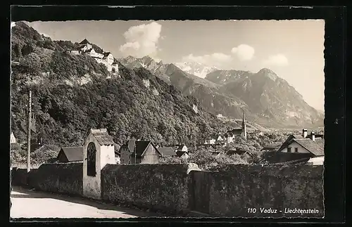 AK Vaduz, Teilansicht mit Schloss
