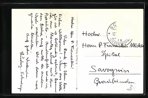 AK Schaan, Liechtenstein, Blick zur Kirche im Ort