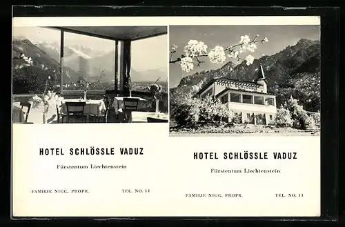 AK Vaduz, Ansichten des Hotels Schlössle Vaduz