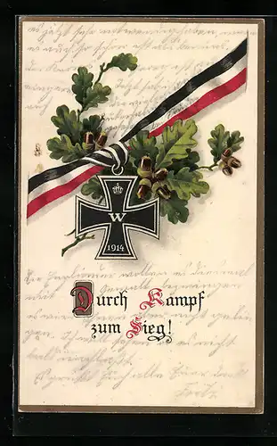AK Eisernes Kreuz am Band mit Eichenlaub