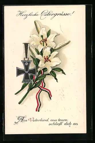 Lithographie Herzliche Ostergrüsse! Ans Vaterland..., Eisernes Kreuz, 1. Weltkrieg
